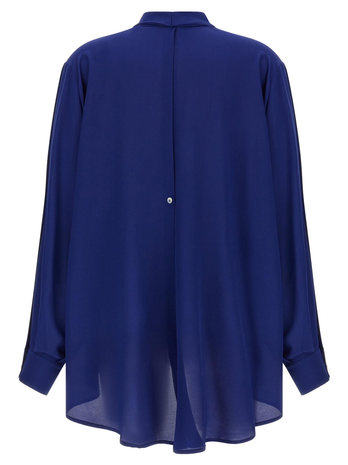 DI.LA3 PARI' Blue Silk Blouse - Elegant Lavallière Collar