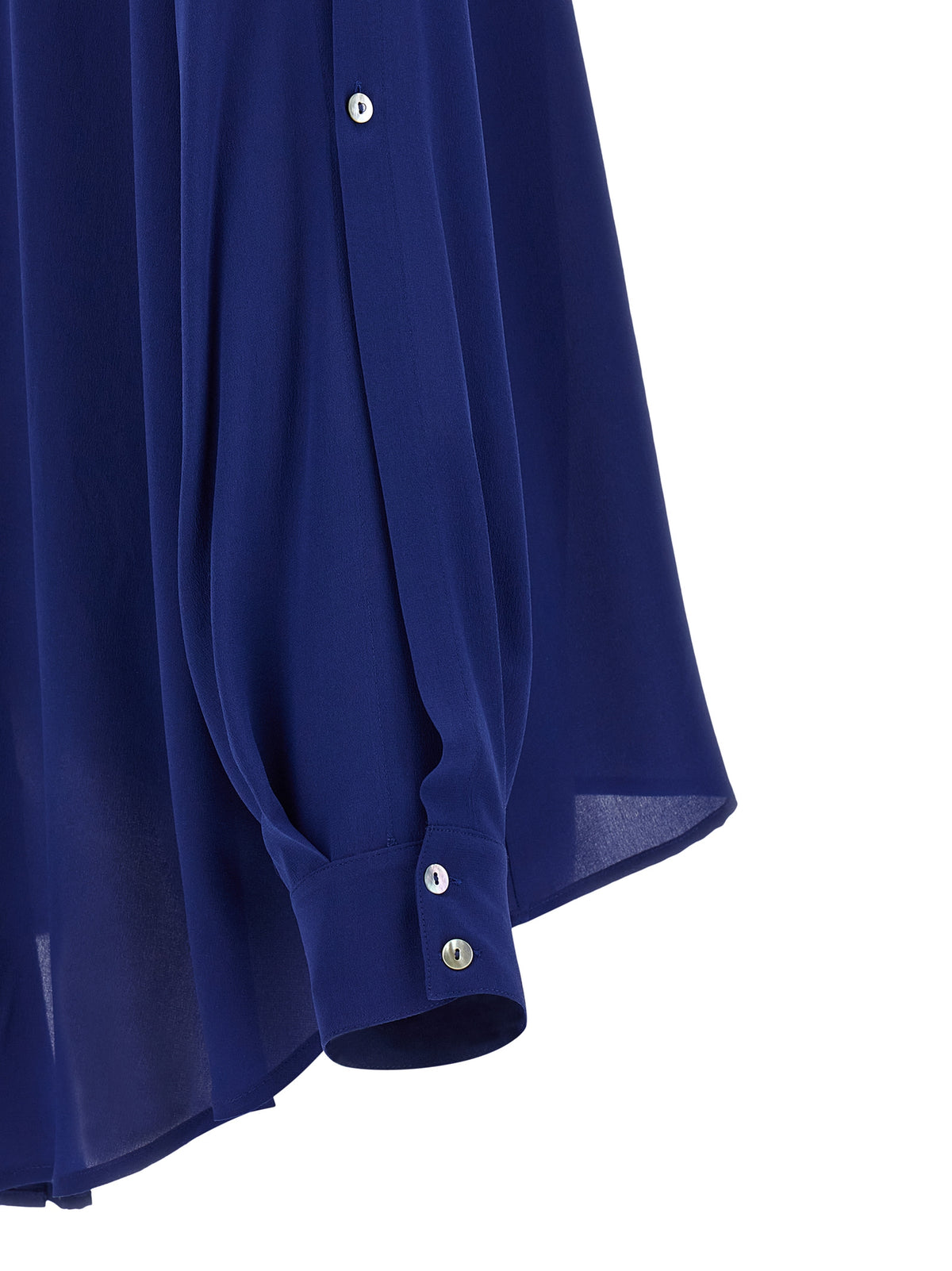 DI.LA3 PARI' Blue Silk Blouse - Elegant Lavallière Collar