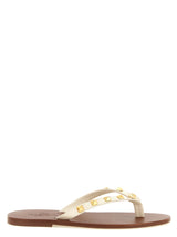 Valentino Garavani White Calfskin Thong Rockstud Slides