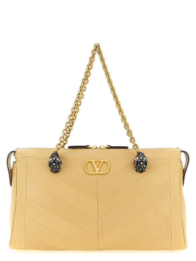 Valentino Garavani Panthea Beige Lamb Leather Shoulder Bag