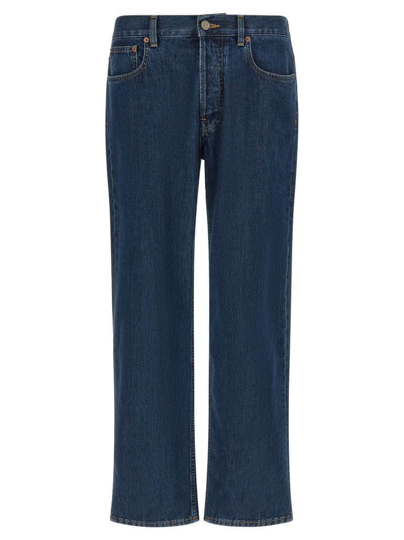 Valentino Garavani Blue Cotton Straight-Leg Jeans