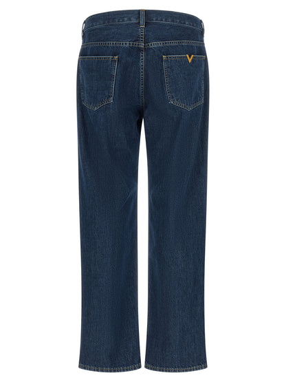 Valentino Garavani Blue Cotton Straight-Leg Jeans