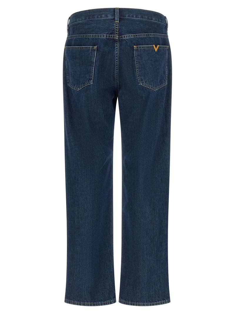 Valentino Garavani Blue Cotton Straight-Leg Jeans