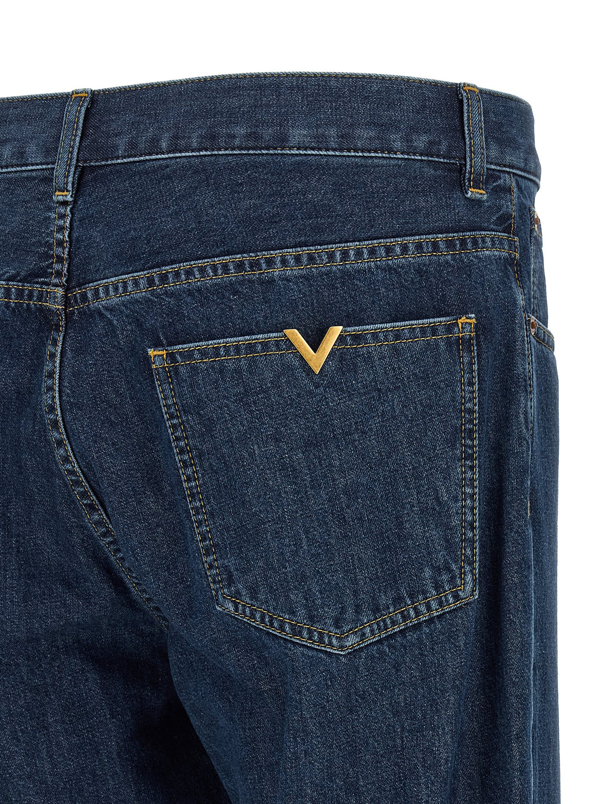 Jean droit Valentino Garavani en coton bleu