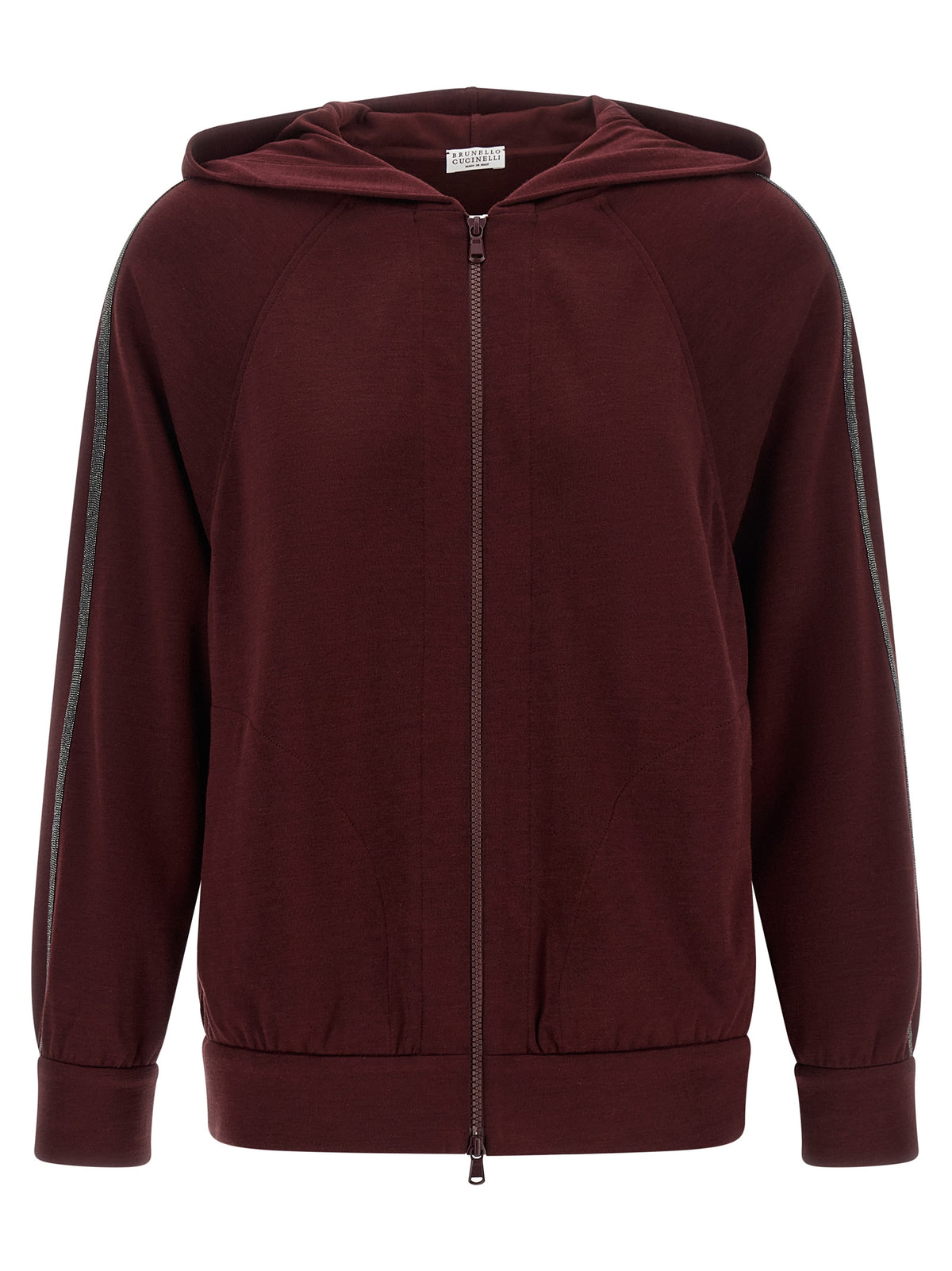 Sweat-shirt en coton bordeaux Brunello Cucinelli