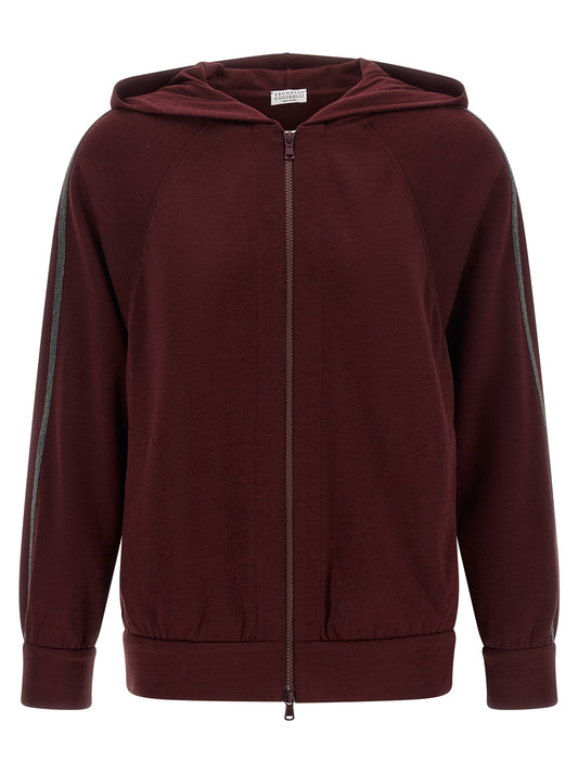 Sweat-shirt en coton bordeaux Brunello Cucinelli