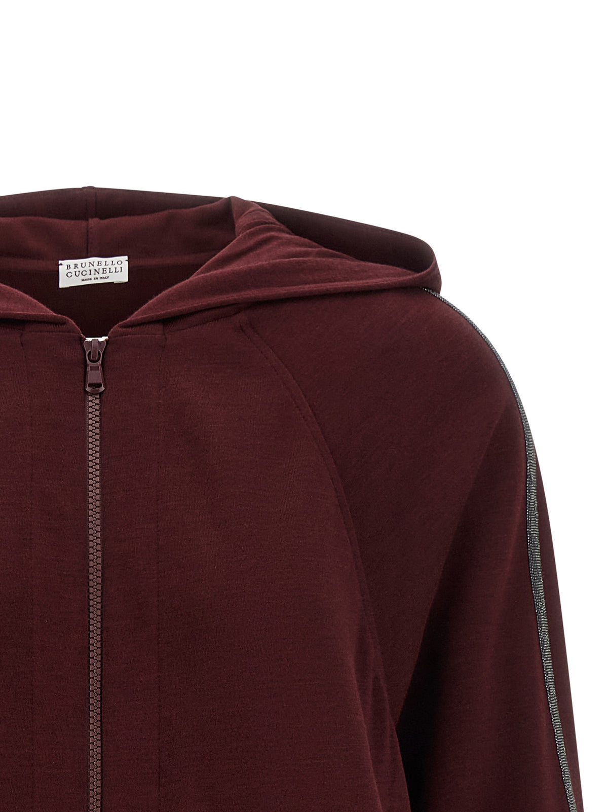 Sweat-shirt en coton bordeaux Brunello Cucinelli