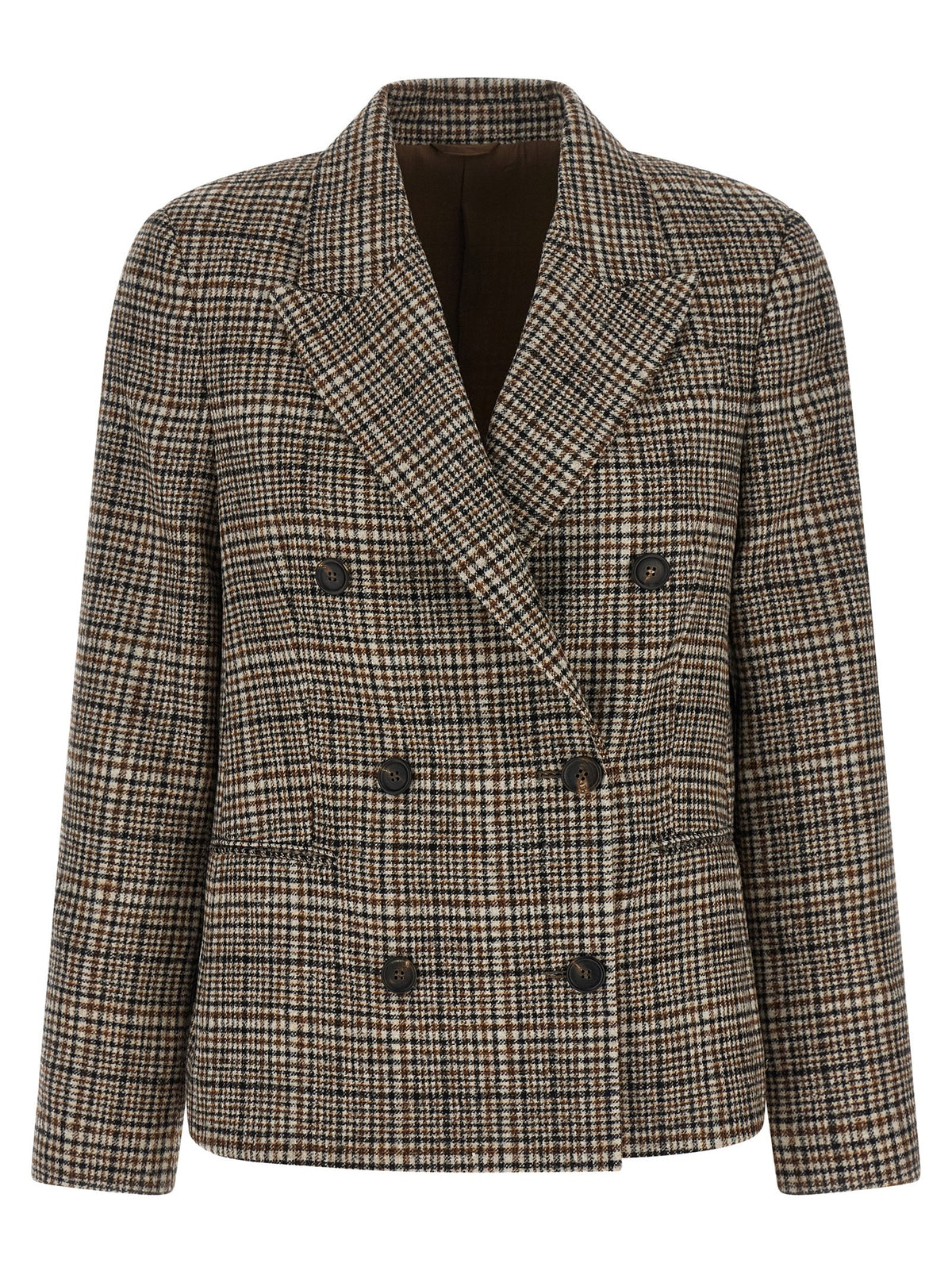 Brunello Cucinelli Blazer en cuir d'alpaga beige