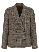 Brunello Cucinelli Blazer en cuir d'alpaga beige