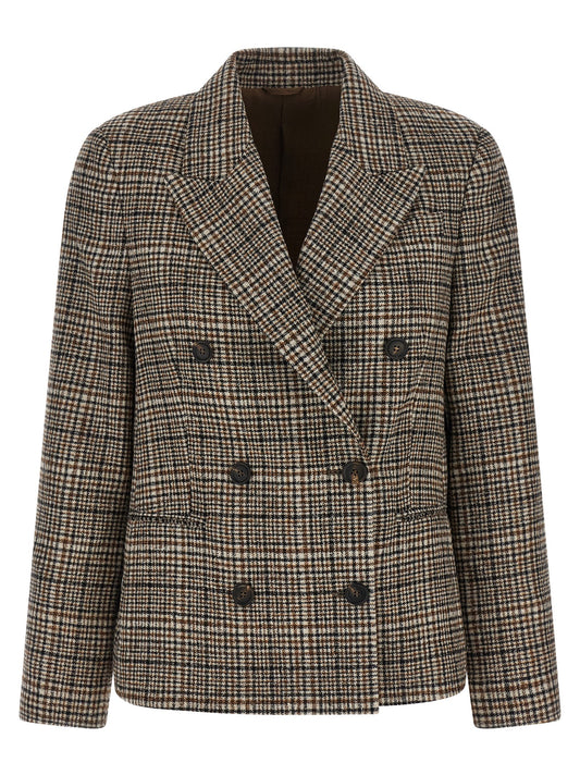 Brunello Cucinelli Blazer en cuir d'alpaga beige