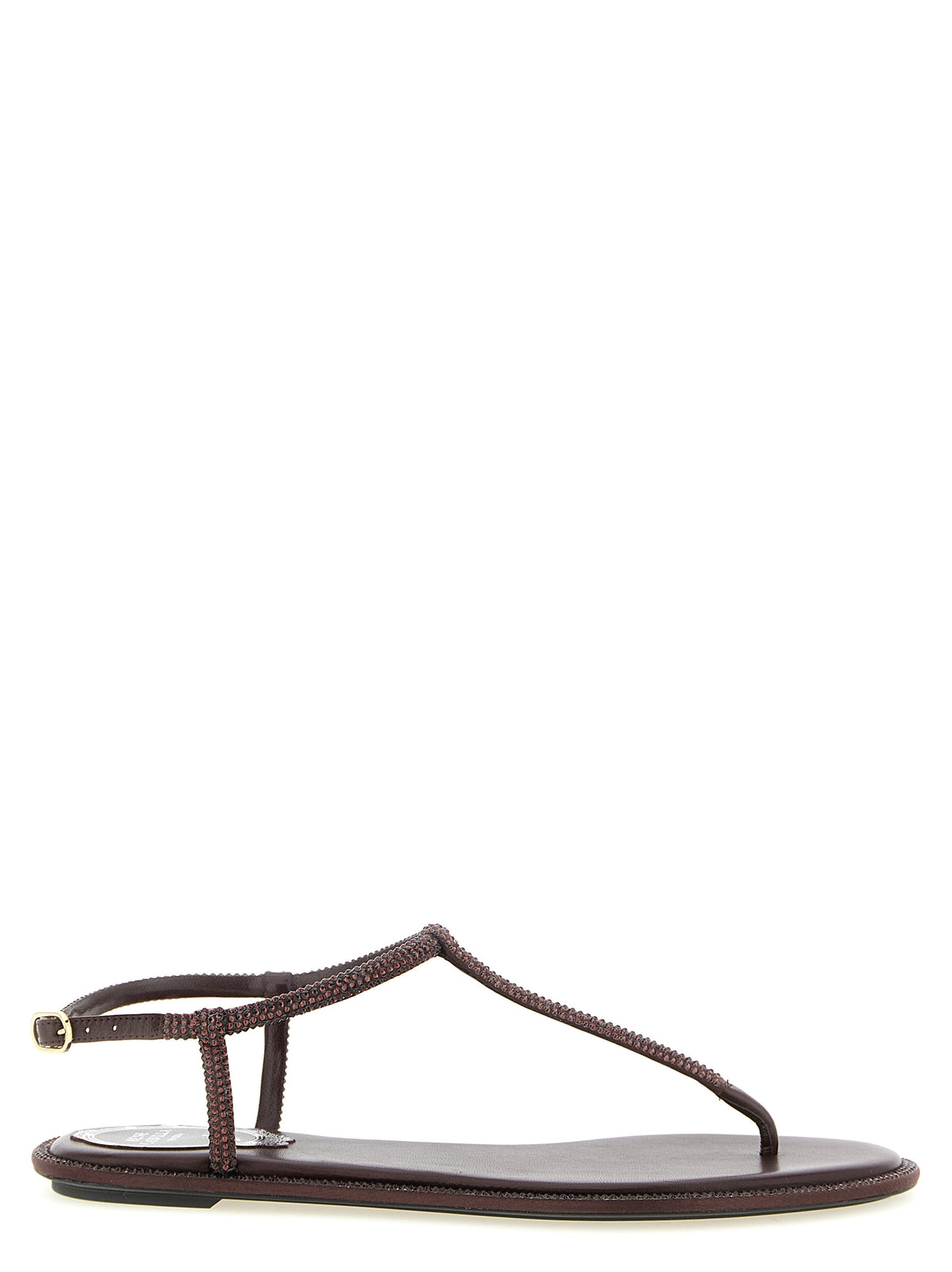 RENE CAOVILLA Sandales Plates en Viscose Marron
