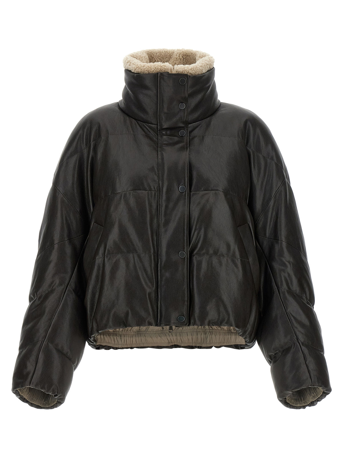 Brunello Cucinelli Blouson en cuir d'agneau marron