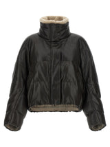 Brunello Cucinelli Blouson en cuir d'agneau marron