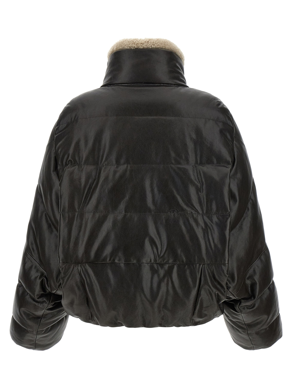 Brunello Cucinelli Blouson en cuir d'agneau marron