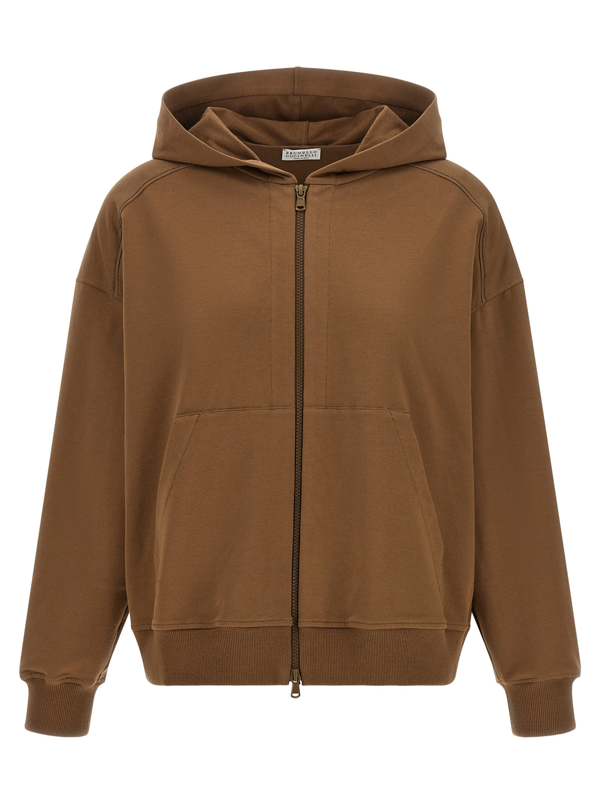 Brunello Cucinelli Sweat à capuche marron en coton