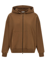 Brunello Cucinelli Sweat à capuche marron en coton