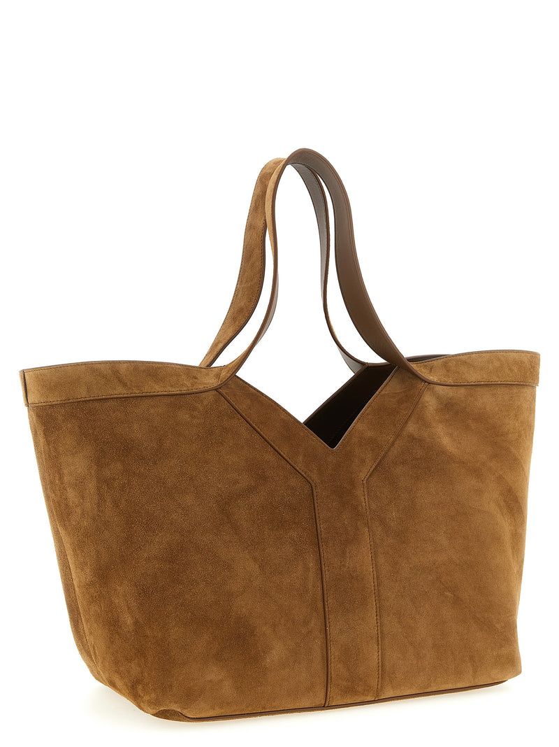 Sac cabas Saint Laurent en cuir de veau marron