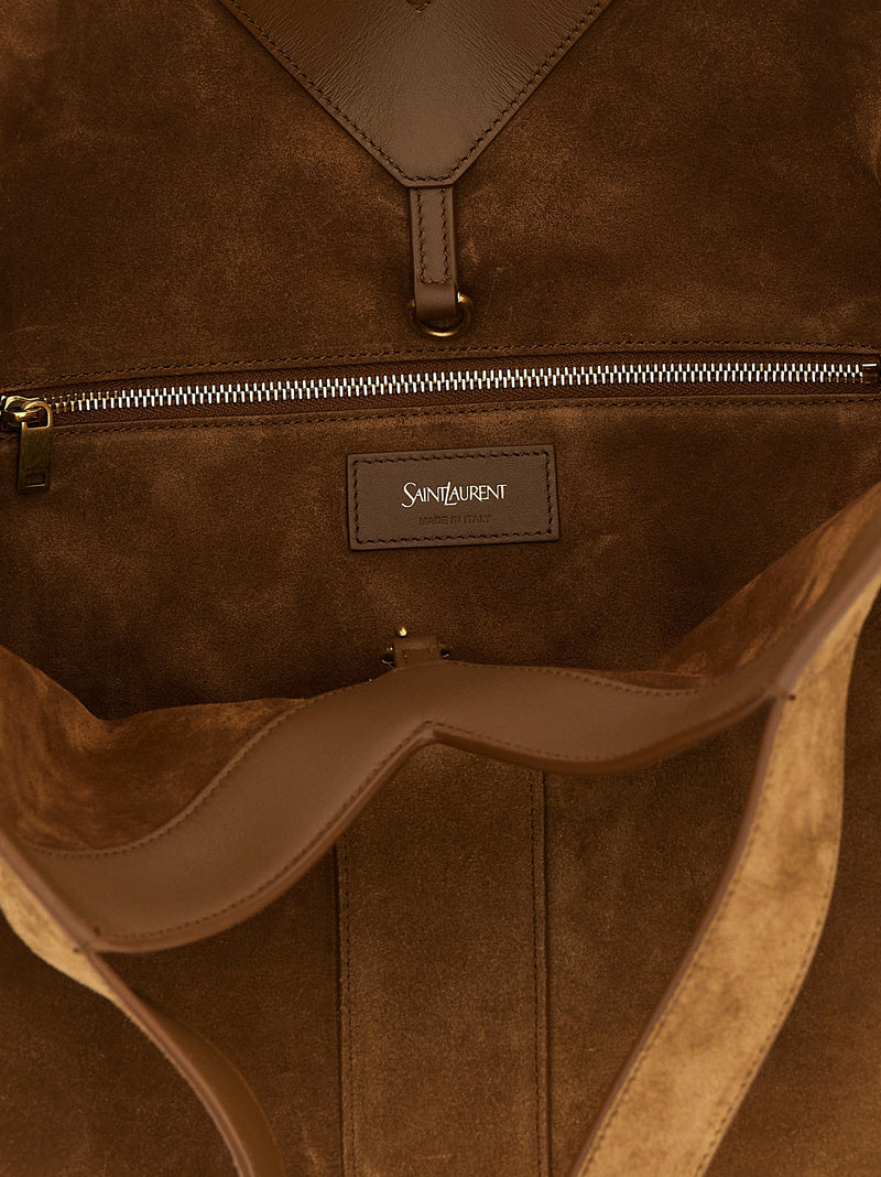 Sac cabas Saint Laurent en cuir de veau marron