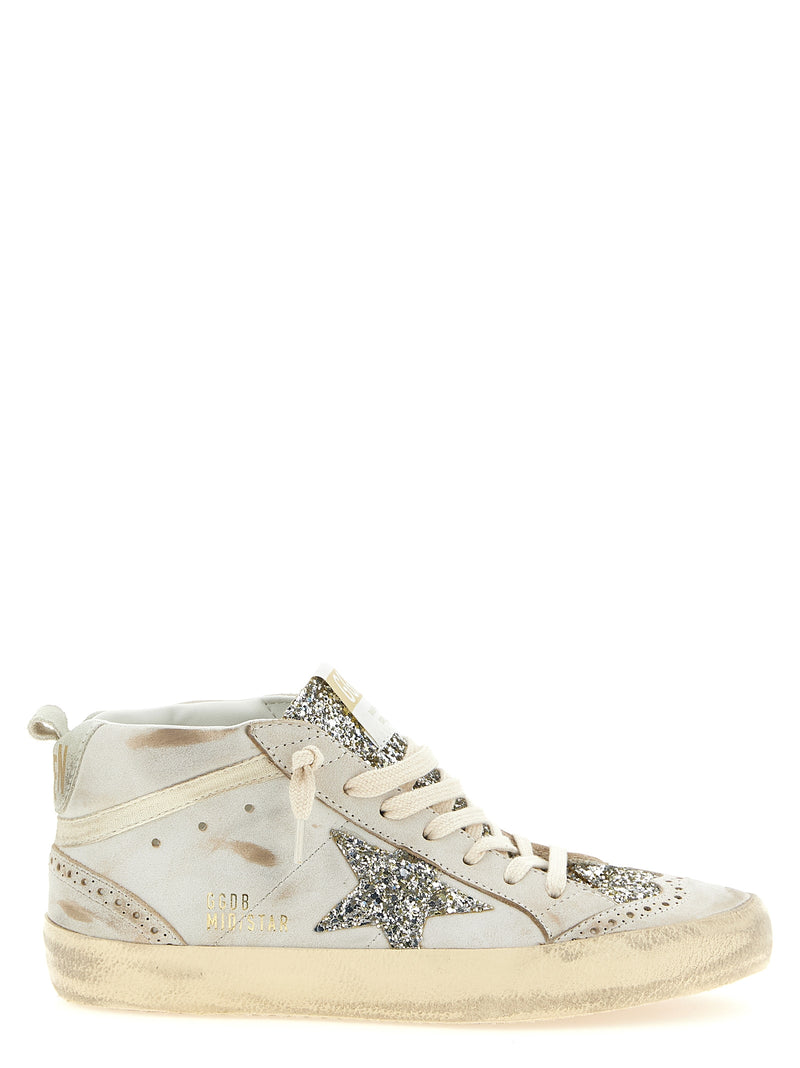 Golden Goose Mid Star Beige Leather High Top Sneakers