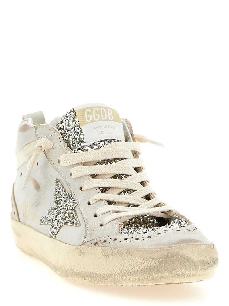 Golden Goose Mid Star Beige Leather High Top Sneakers
