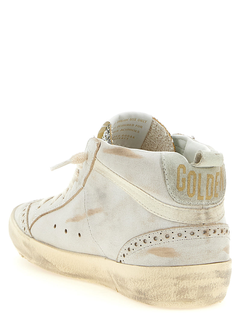 Golden Goose Mid Star Beige Leather High Top Sneakers