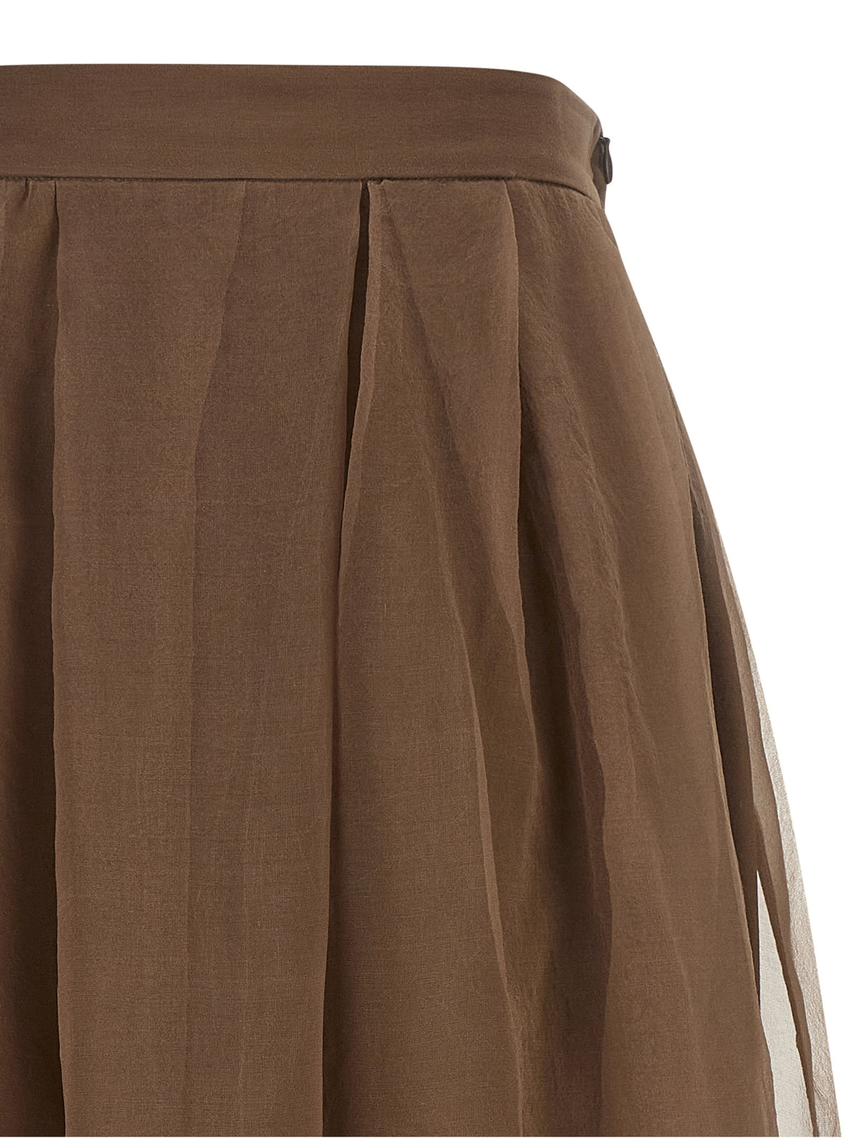 Jupe midi en soie marron Brunello Cucinelli