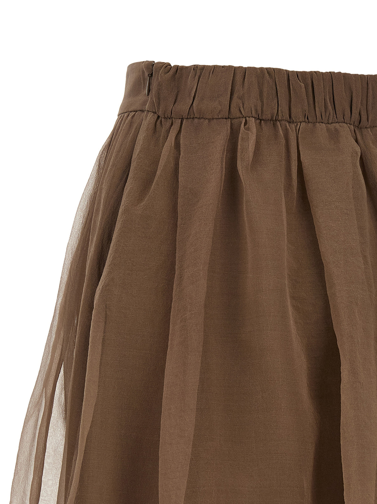Jupe midi en soie marron Brunello Cucinelli