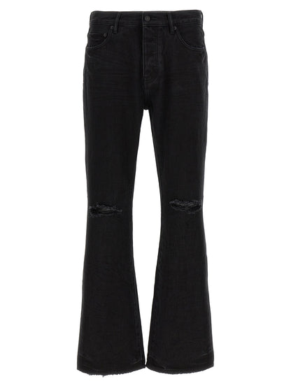PURPLE Black Cotton Flared Jeans