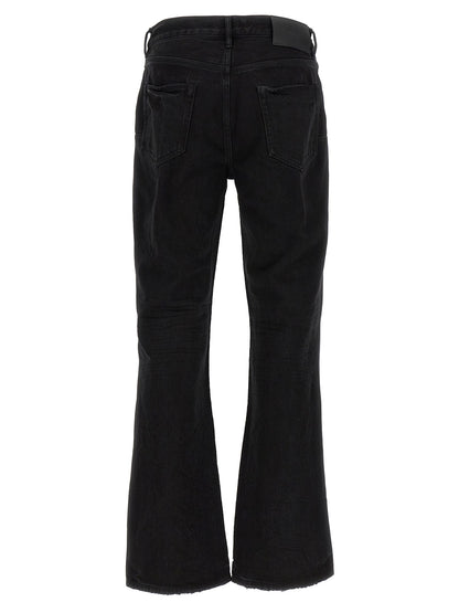 PURPLE Black Cotton Flared Jeans