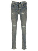 PURPLE P001 Light Blue Vintage Slim Fit Jeans for Men