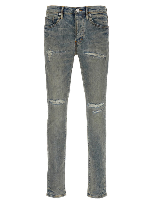PURPLE P001 Light Blue Vintage Slim Fit Jeans for Men