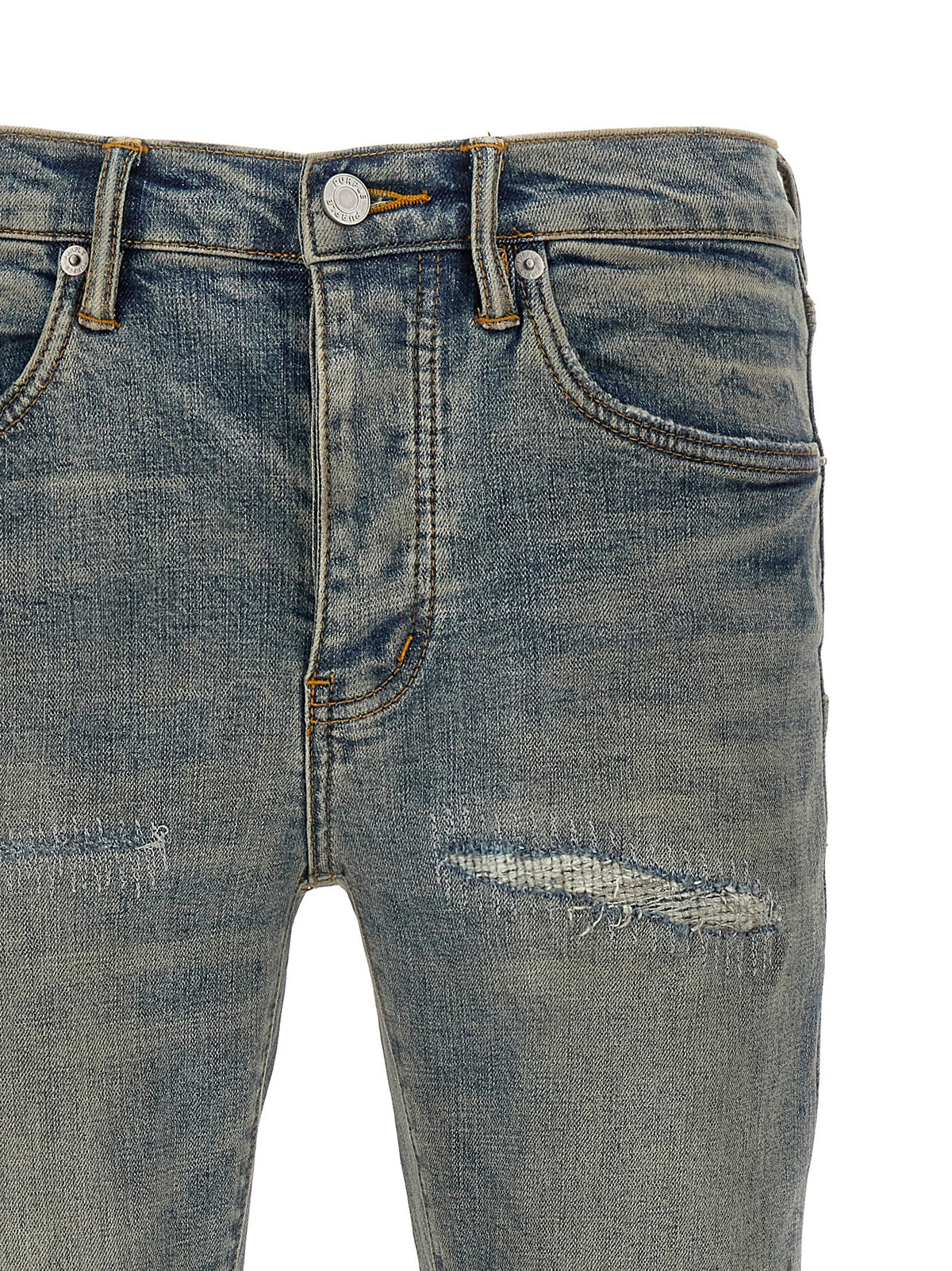 PURPLE P001 Light Blue Vintage Slim Fit Jeans for Men