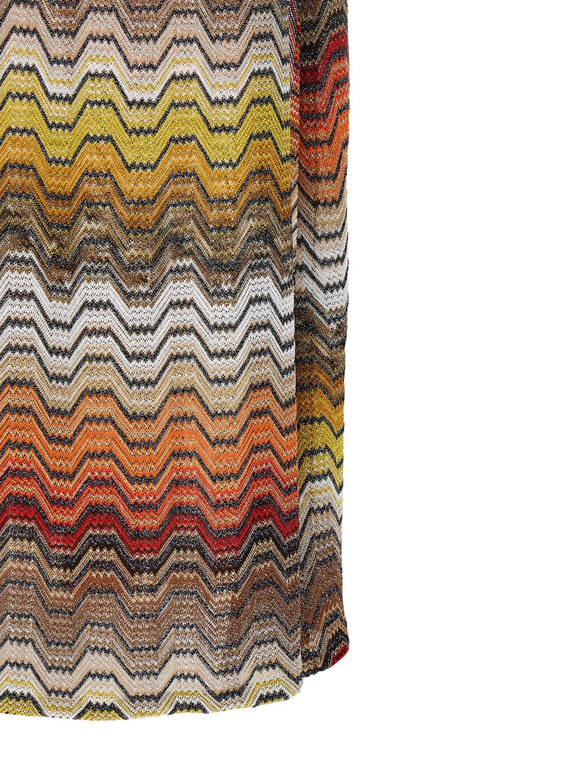 Missoni Multicolor Viscose Longsleeve Dress with Greek Motif