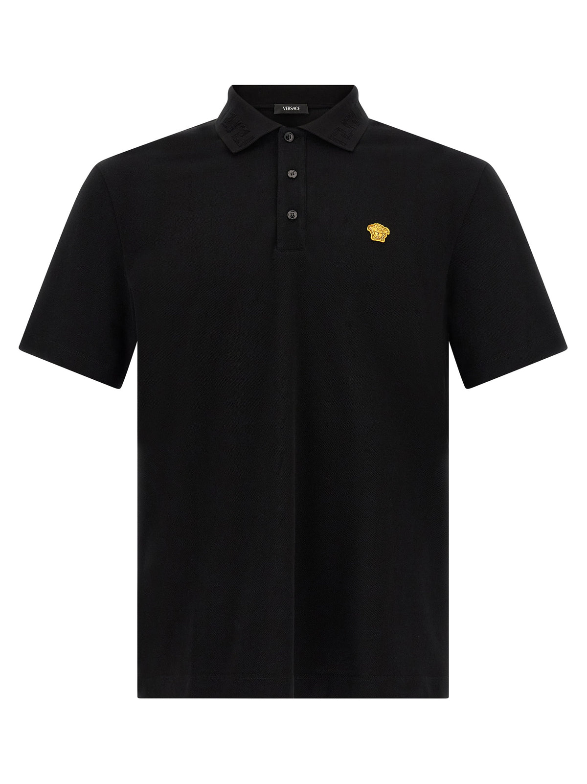 Versace Black Cotton Polo Shirt