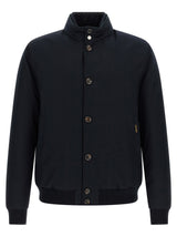MooRER Blouson bomber en laine bleue