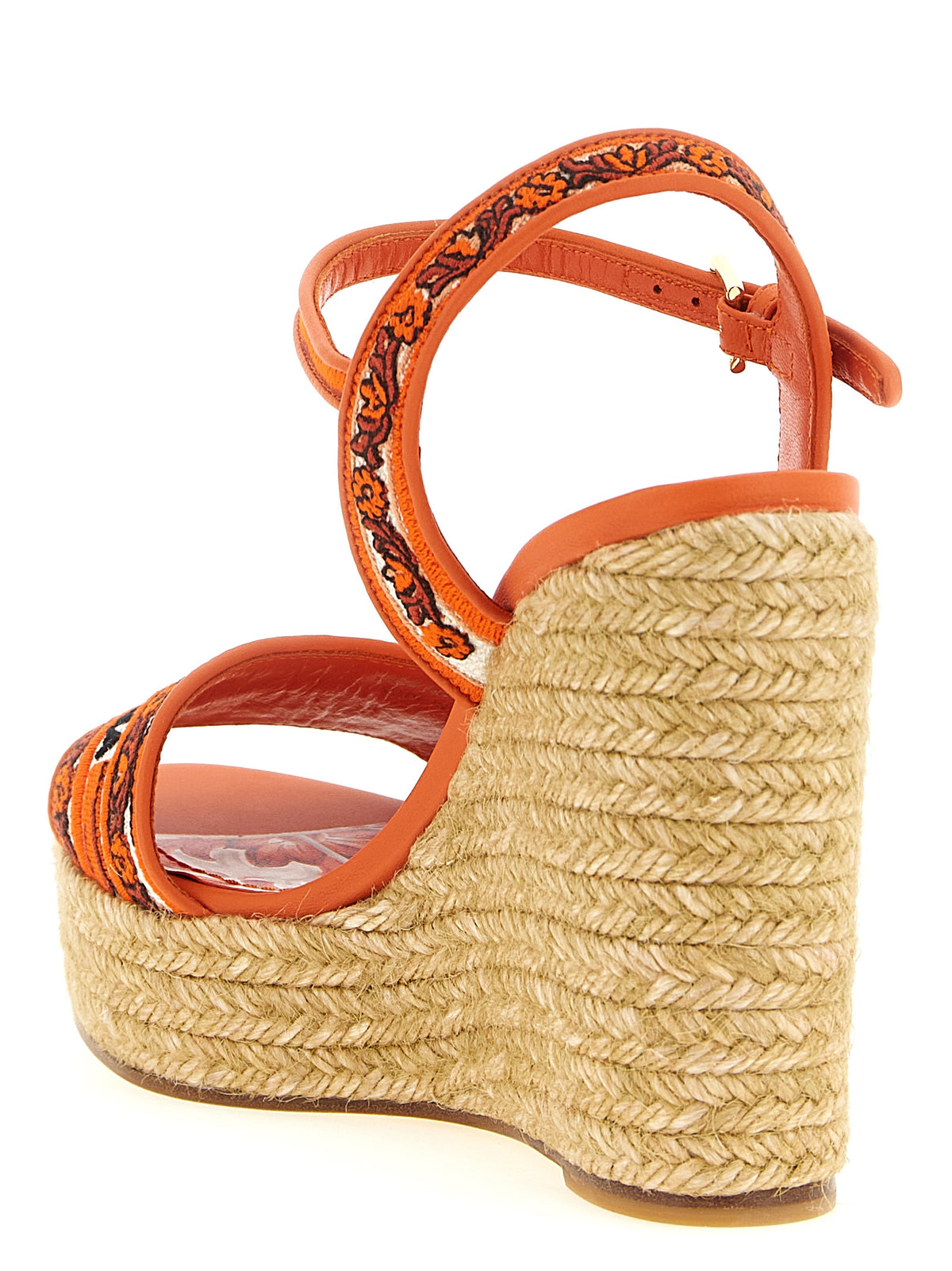 Sandales compensées Dolce & Gabbana en coton orange