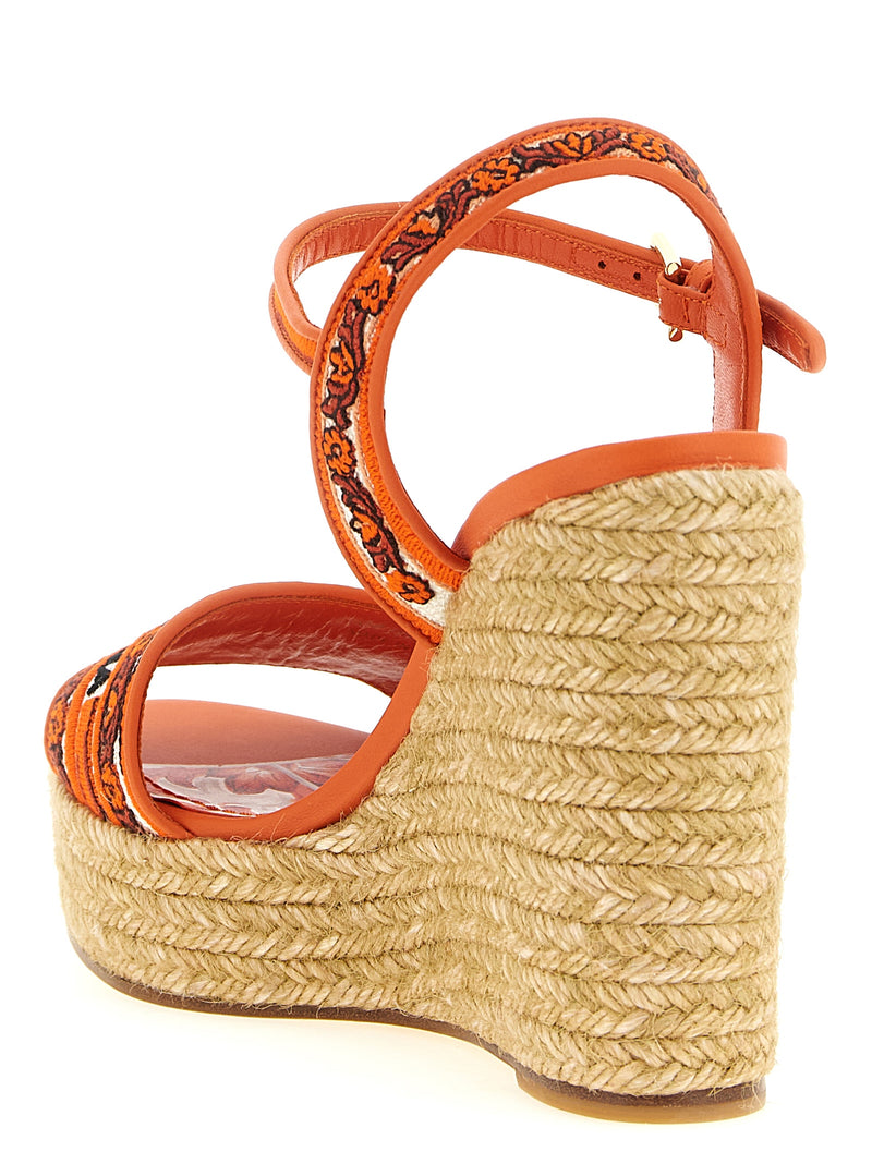 Sandales compensées Dolce & Gabbana en coton orange