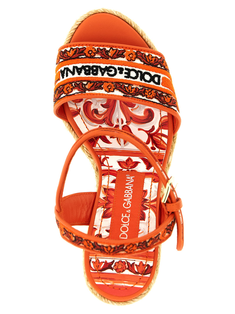 Sandales compensées Dolce & Gabbana en coton orange