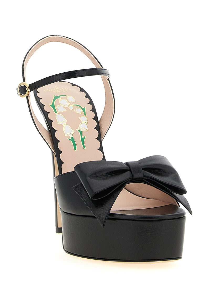 Valentino Garavani Black Calfskin Stiletto Heel Sandals
