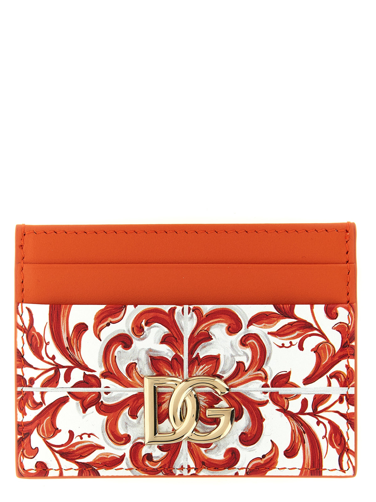 Porte-cartes Dolce & Gabbana en cuir de veau orange
