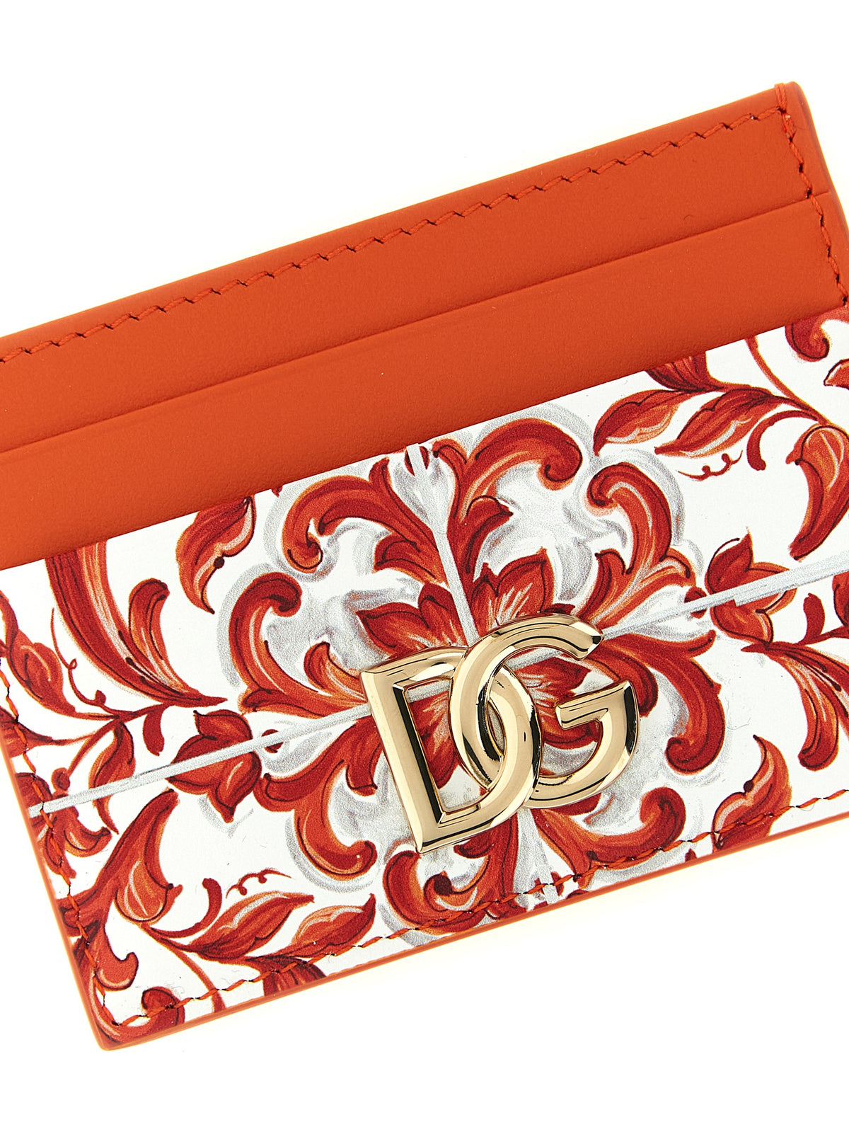 Porte-cartes Dolce & Gabbana en cuir de veau orange