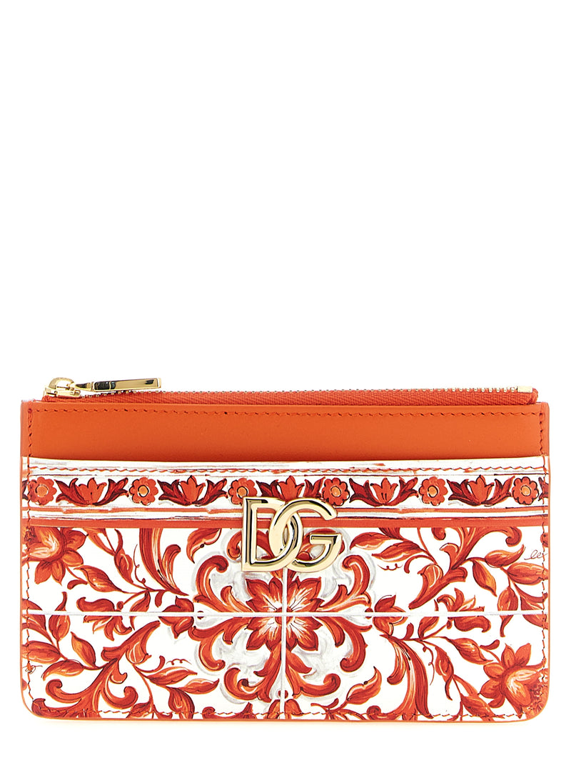 Porte-cartes Dolce & Gabbana en cuir de veau orange