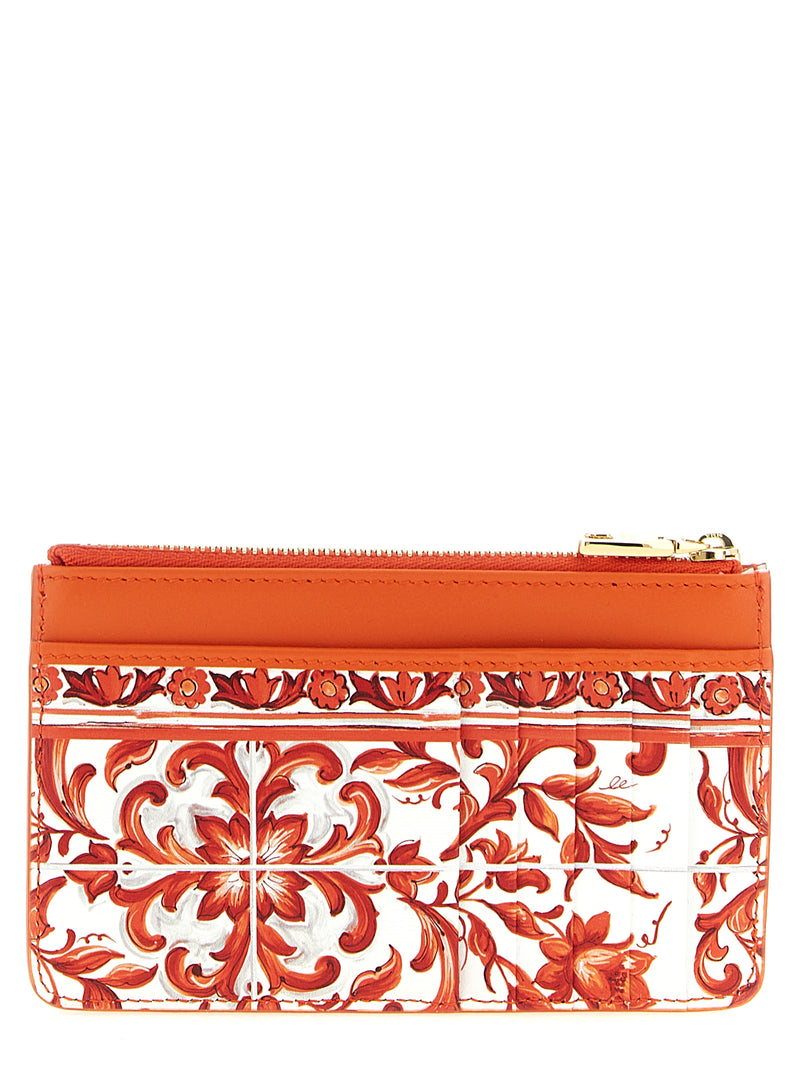 Porte-cartes Dolce & Gabbana en cuir de veau orange