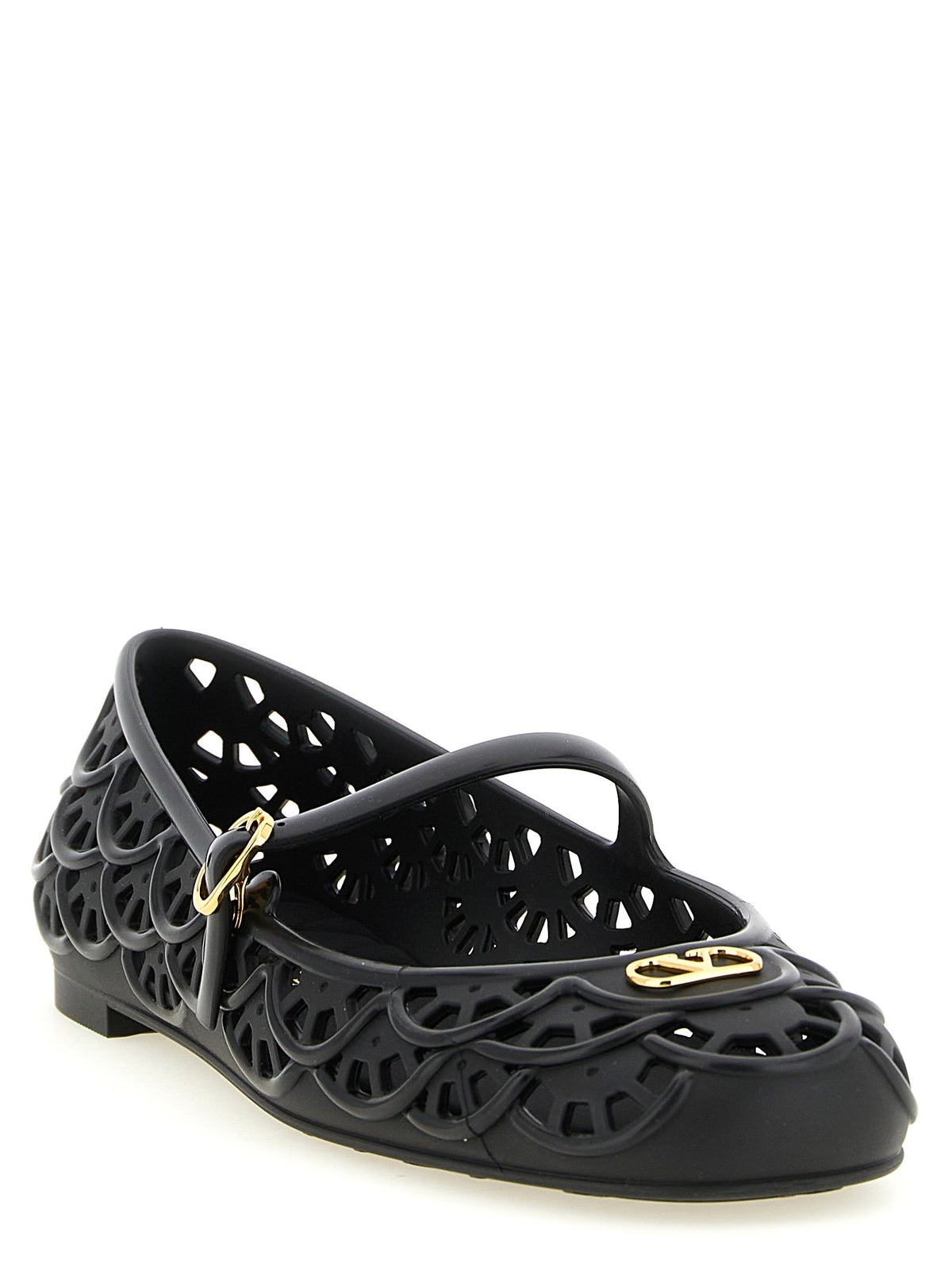Valentino Garavani Black Polyvinyl Ballet Flats