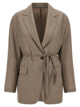 Brunello Cucinelli Blazer en laine vierge beige