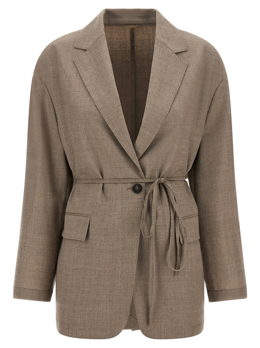 Brunello Cucinelli Blazer en laine vierge beige
