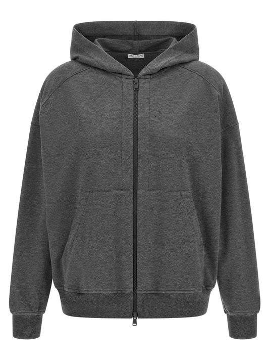 Sweat-shirt en coton gris Brunello Cucinelli