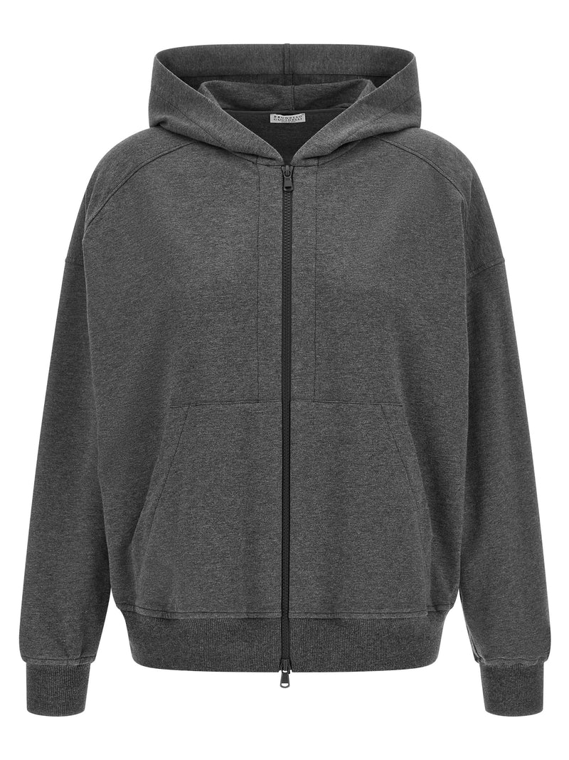 Sweat-shirt en coton gris Brunello Cucinelli