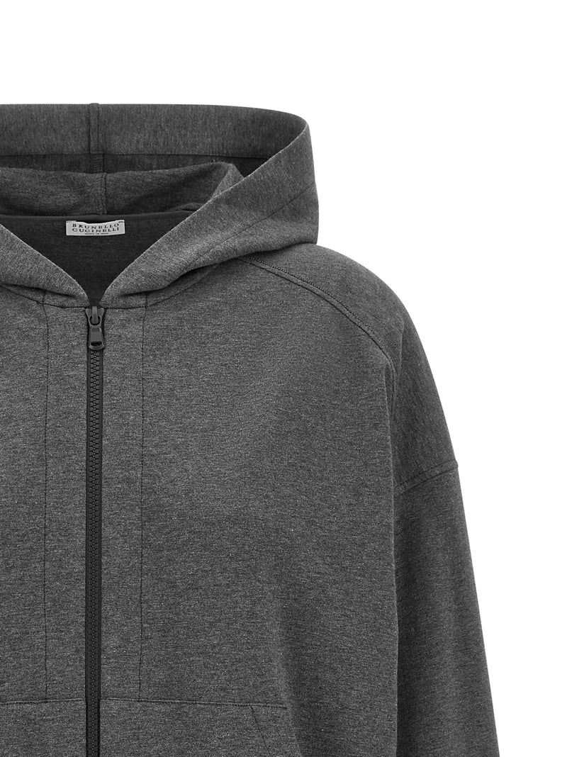 Sweat-shirt en coton gris Brunello Cucinelli