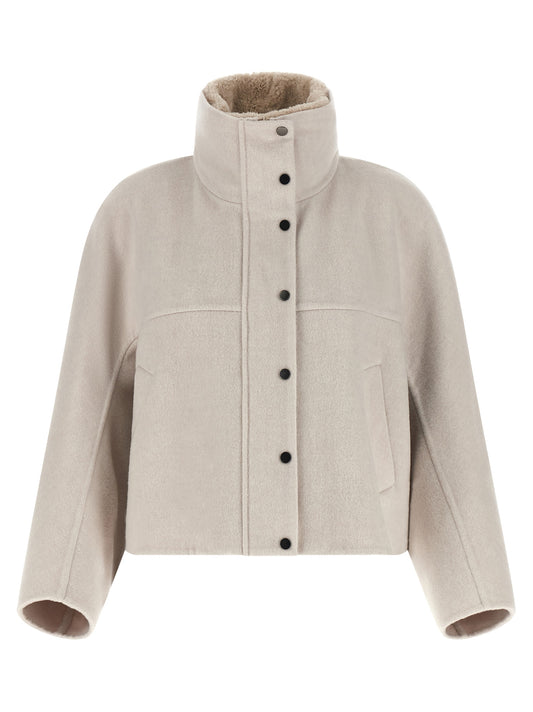 Manteau gris en laine vierge Brunello Cucinelli